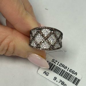 Suzy Levian Sterling Silver White & Brown CZ Ring NWT